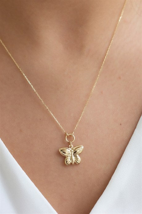Solid Gold Butterfly Necklace | 14K (585) | 2.26 gr