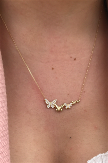 collar de mariposa de oro macizo | 14K (585) | 2,47 gramos