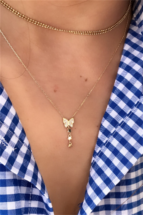 collar de mariposa de oro macizo | 14K (585) | 1,80 gramos