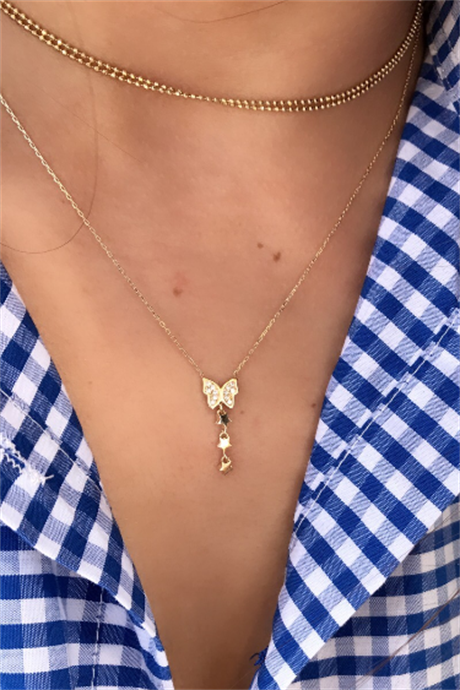 Collier papillon en or massif | 14K (585) | 1,80 gr