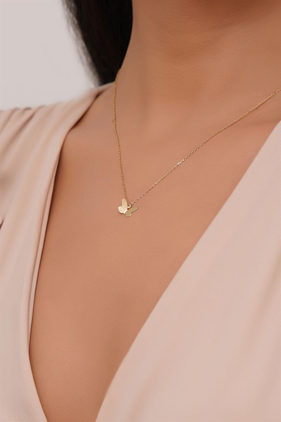 Solid Gold Butterfly Necklace