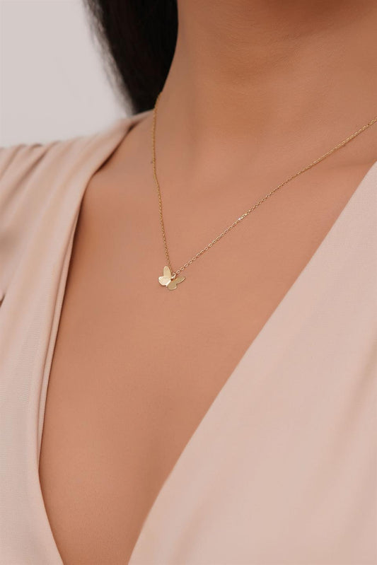 Solid Gold Butterfly Necklace