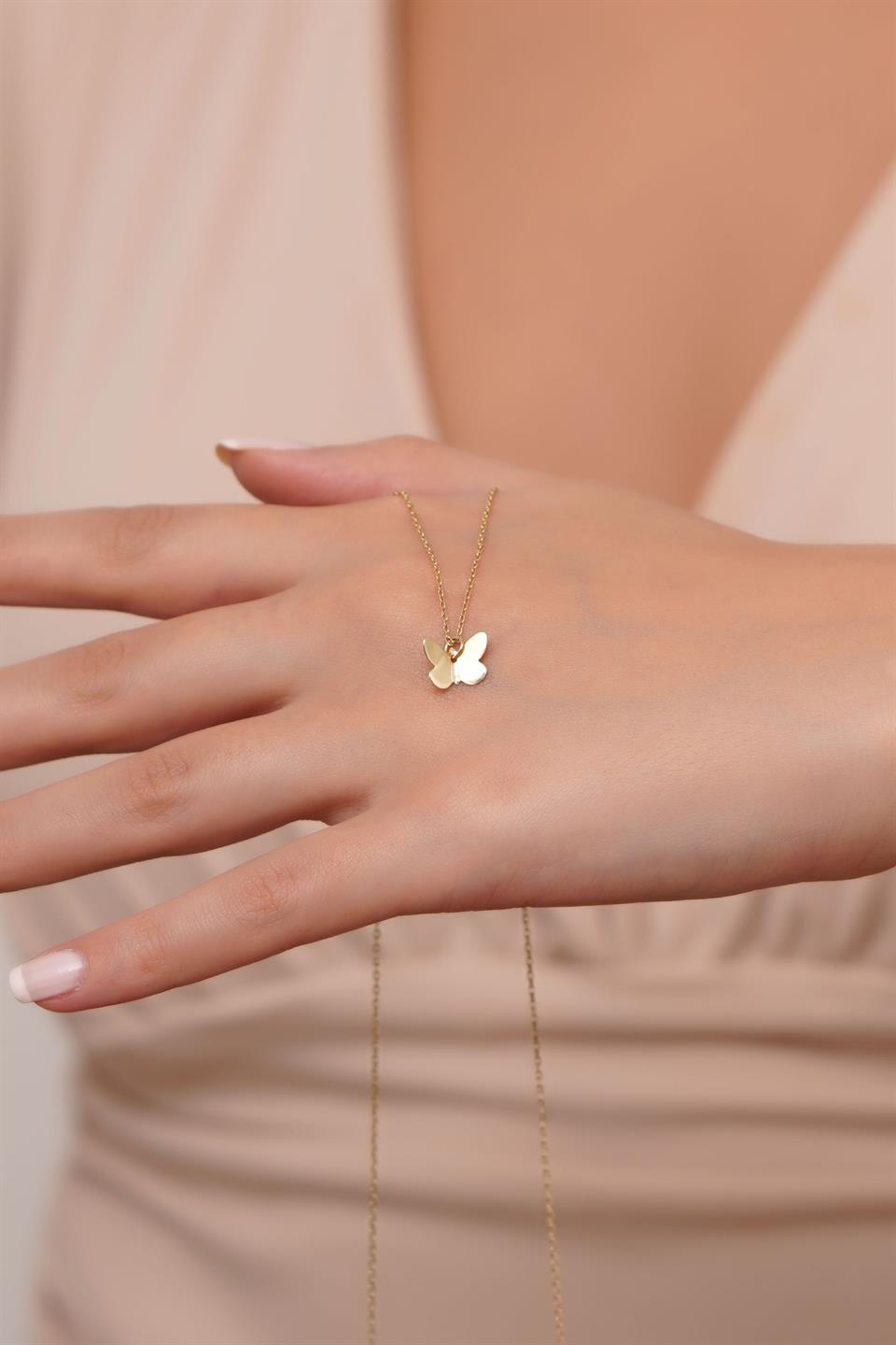 Solid Gold Butterfly Necklace