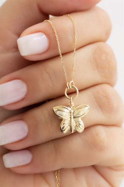 Solid Gold Butterfly Necklace | 14K (585) | 2.26 gr