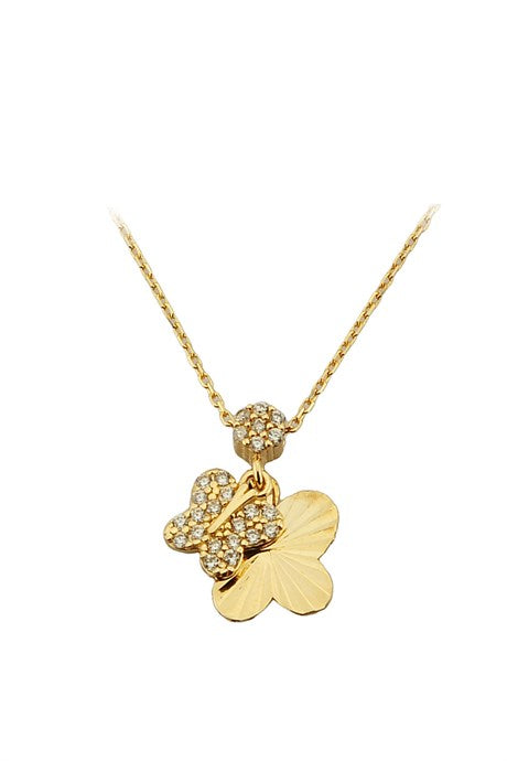 Solid Gold Butterfly Necklace | 14K (585) | 1.71 gr