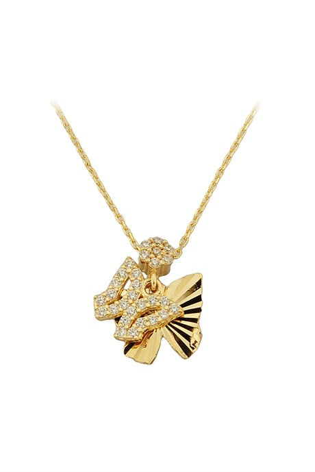 collar de mariposa de oro macizo | 14K (585) | 1,73 gramos