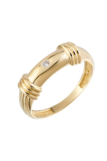 Anillo solitario de diseño en oro macizo | 14K (585) | 2,04 gramos