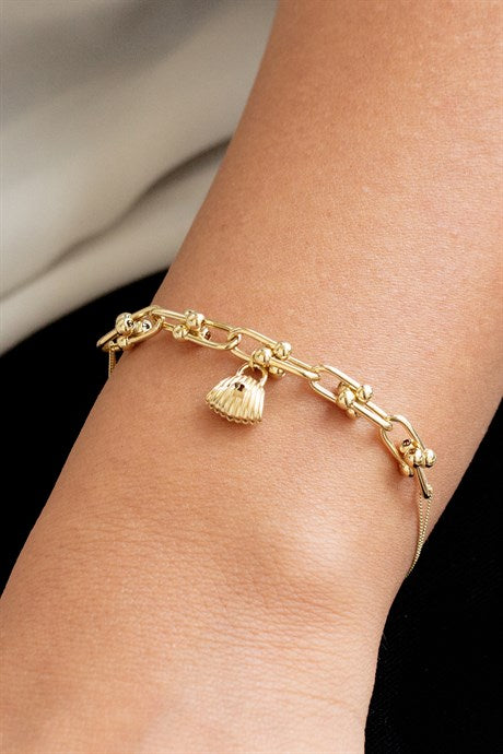 Solid Gold Lock Bracelet | 14K (585) | 4.64 gr