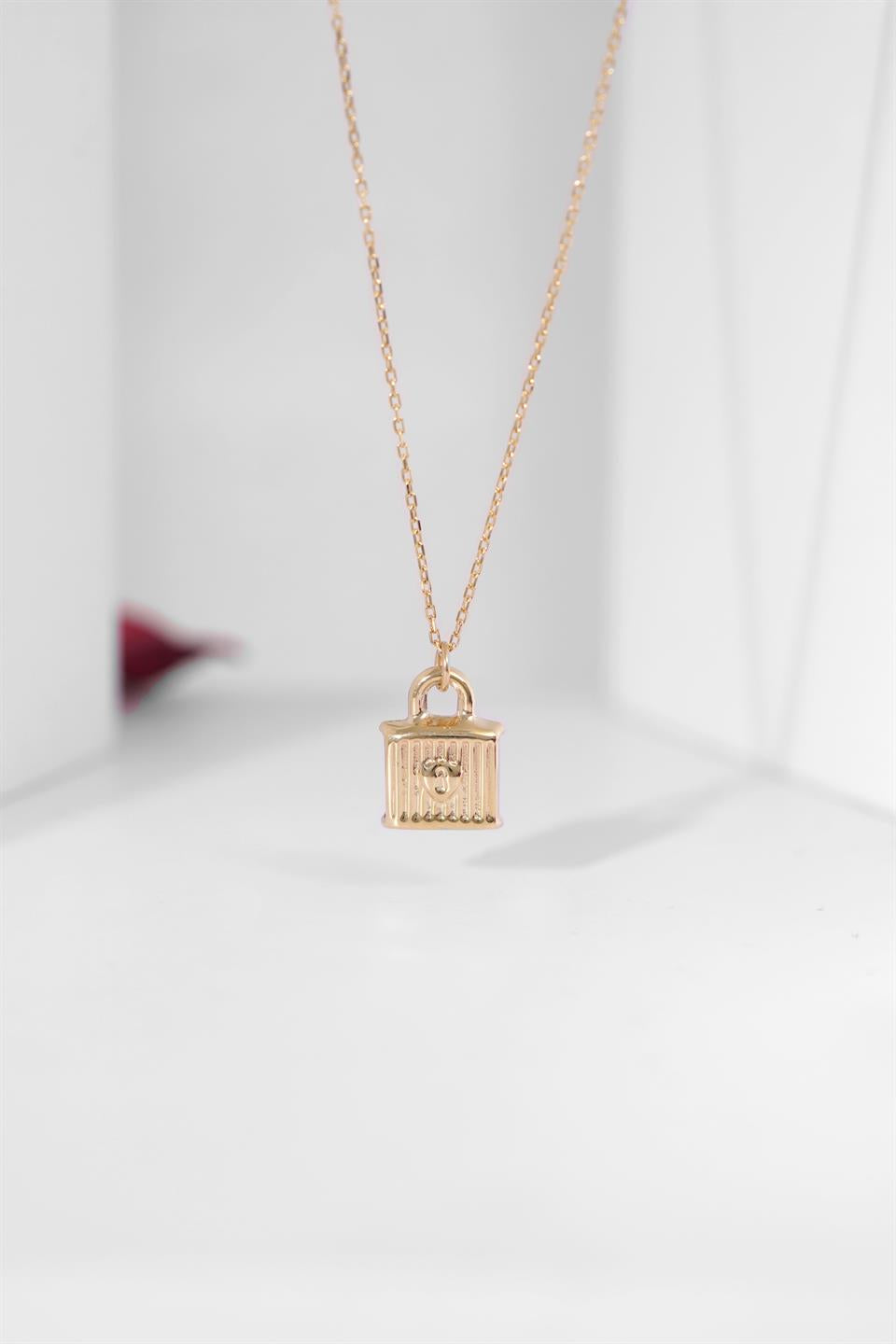 Solid Gold Lock Necklace