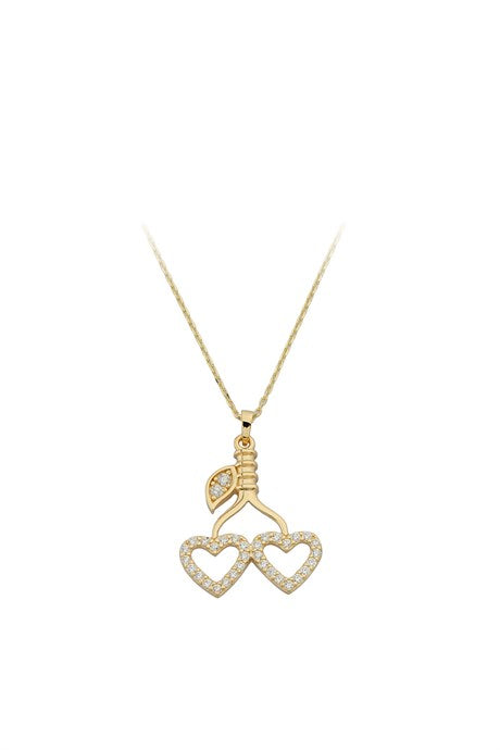 Collier coeur cerise en or massif | 14K (585) | 2,13 grammes