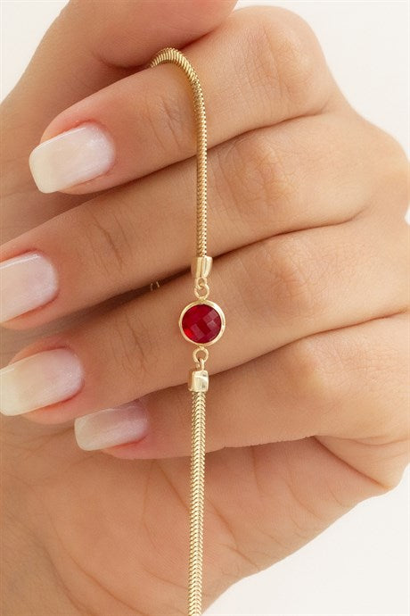 Pulsera de piedras preciosas rojas de oro macizo | 14K (585) | 3,13 gramos