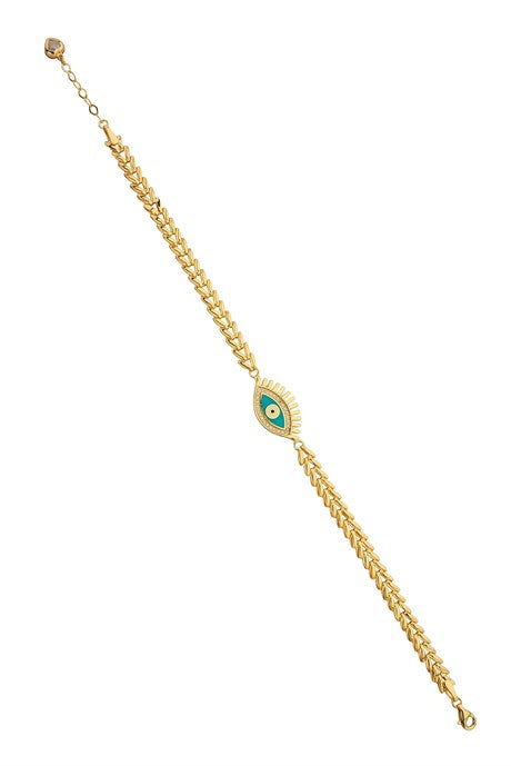 Pulsera de ojo de pestañas de oro macizo | 14K (585) | 5,73 gramos