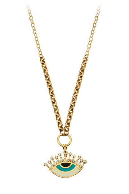 Solid Gold Eyelash Eye Necklace | 14K (585) | 7.17 gr