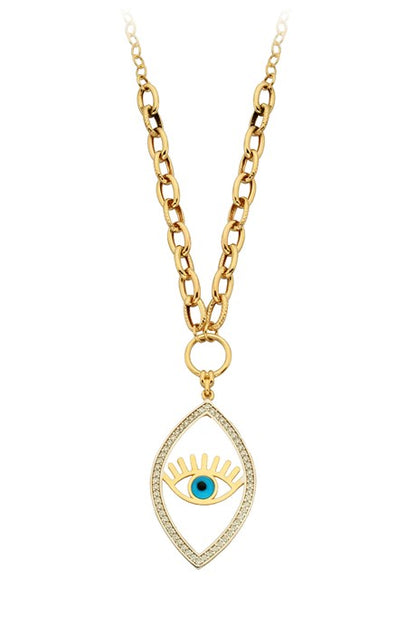 Solid Gold Eyelash Eye Necklace | 14K (585) | 8.00 gr