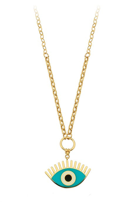 Solid Gold Eyelash Eye Necklace | 14K (585) | 6.52 gr