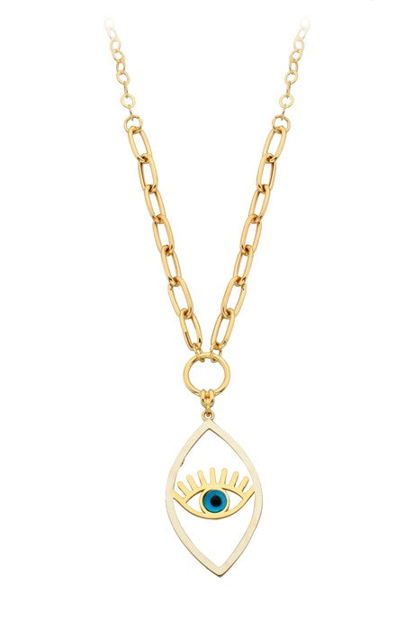 Solid Gold Eyelash Eye Necklace | 14K (585) | 6.60 gr