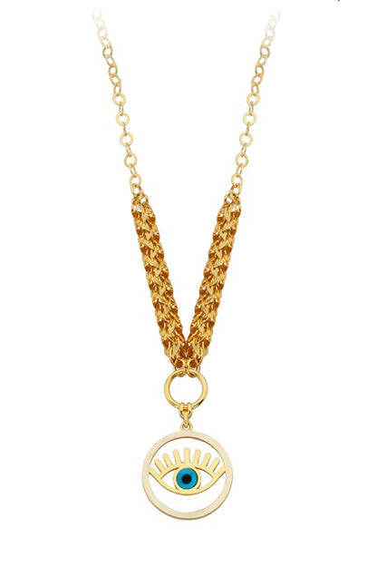 Solid Gold Eyelash Eye Necklace | 14K (585) | 7.22 gr