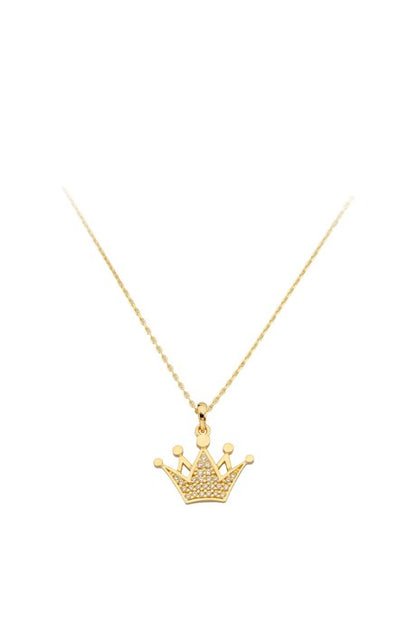 Solid Gold King Crown Necklace | 14K (585) | 1.88 gr