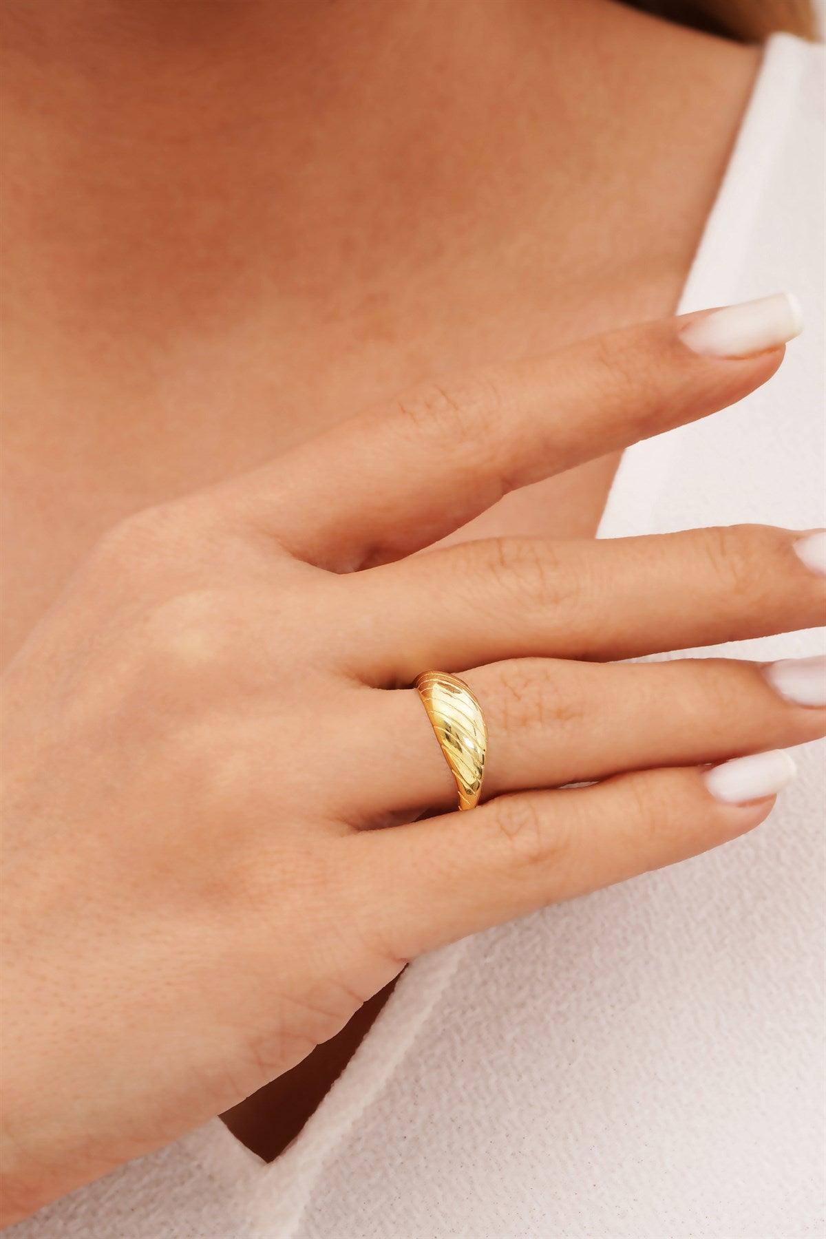 Solid Gold Croissant Ring