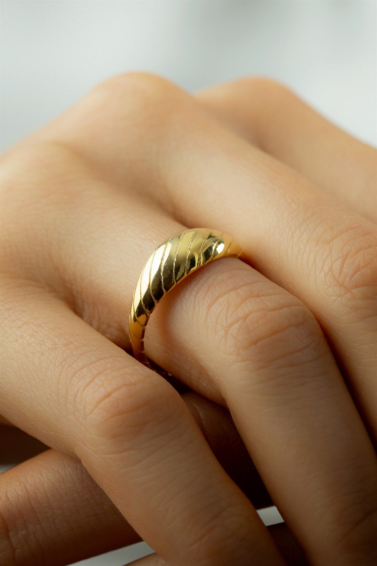 Solid Gold Croissant Ring