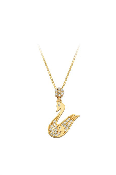 Solid Gold Swan Necklace | 14K (585) | 2.17 gr