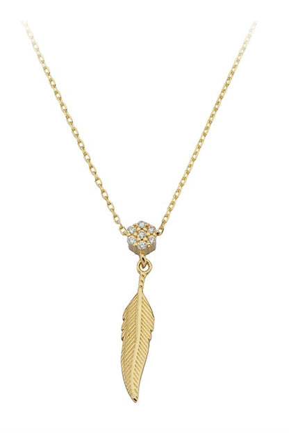 collar de plumas de oro macizo | 14K (585) | 1,72 gramos