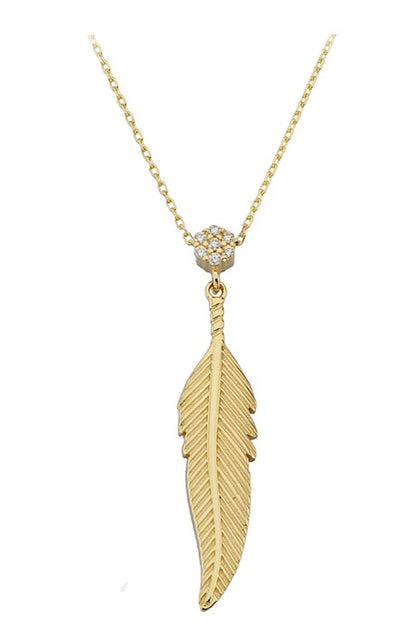 Collier de plumes en or massif | 14K (585) | 3,54 grammes