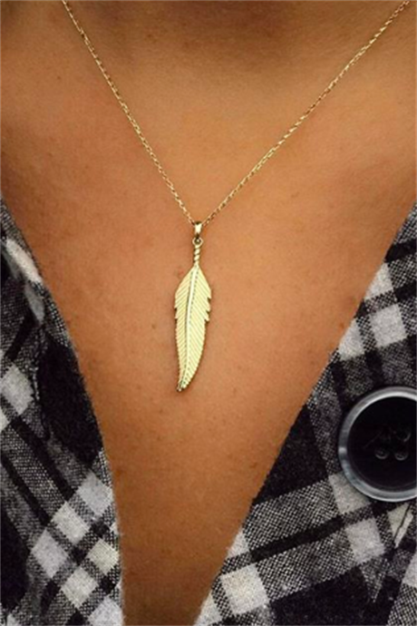 collar de plumas de oro macizo | 14K (585) | 3,30 gramos