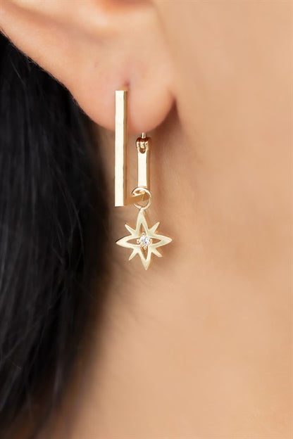 Solid Gold Pole Star Earring | 14K (585) | 3.64 gr