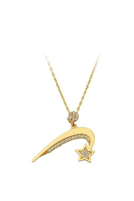 Solid Gold Comet Necklace | 14K (585) | 2.20 gr