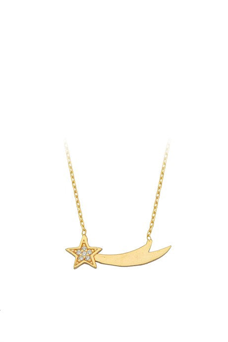 Solid Gold Comet Necklace | 14K (585) | 1.65 gr