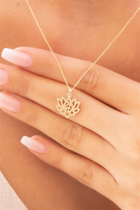 Solid Gold Lotus Necklace | 8K (333) | 2.07 gr