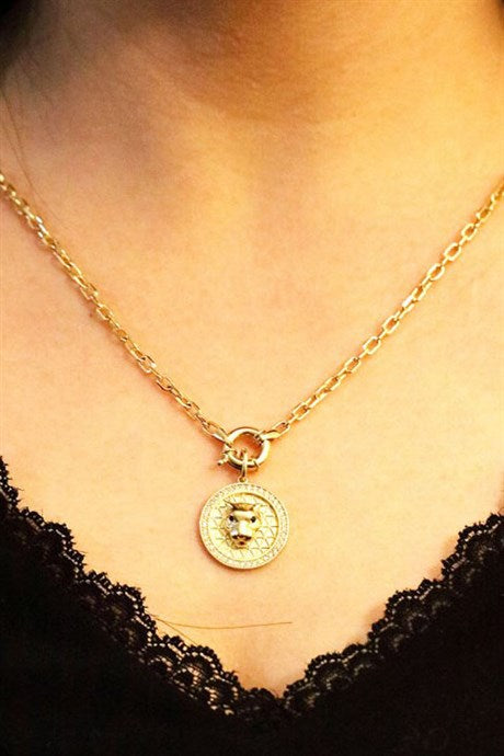 Solid Gold Locket Lion Necklace | 14K (585) | 9.78 gr