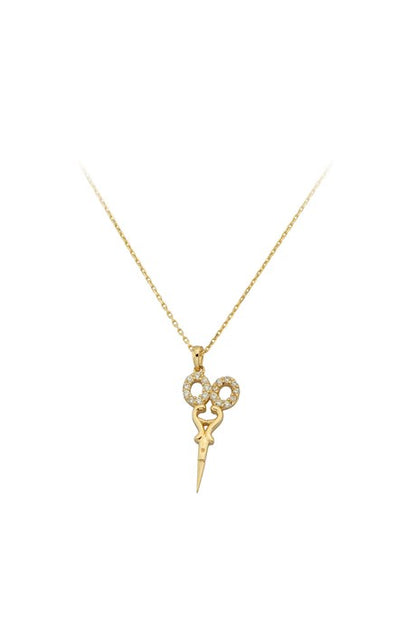 Collier ciseaux en or massif | 14K (585) | 1,86 grammes