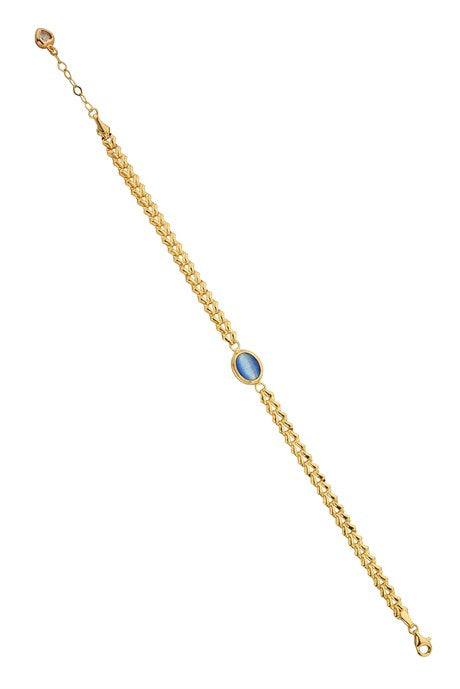 Solid Gold Blue Gemstone Bracelet | 14K (585) | 4.72 gr