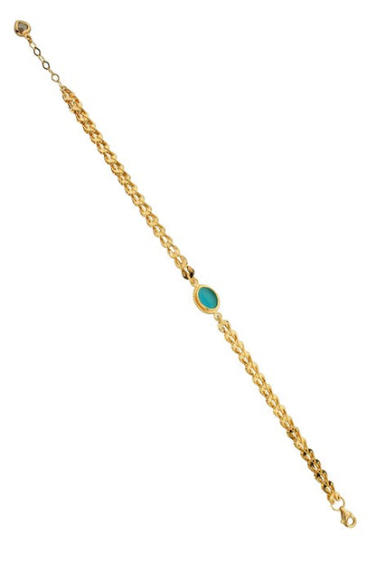 Solid Gold Blue Gemstone Bracelet | 14K (585) | 5.03 gr