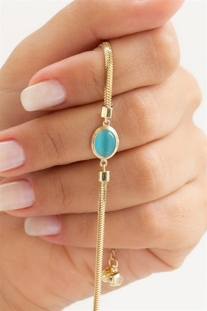 Solid Gold Blue Gemstone Bracelet | 14K (585) | 4.17 gr