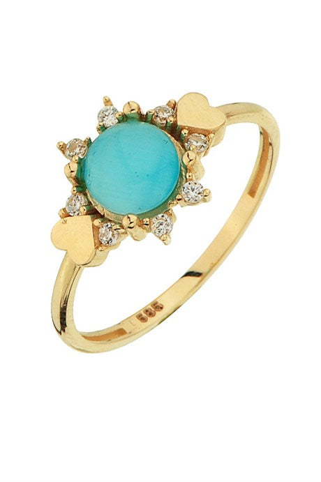Solid Gold Blue Gemstone Heart Ring | 14K (585) | 1.48 gr