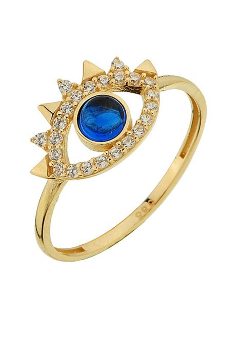 Solid Gold Blue Gemstone Eyelash Ring | 14K (585) | 1.51 gr