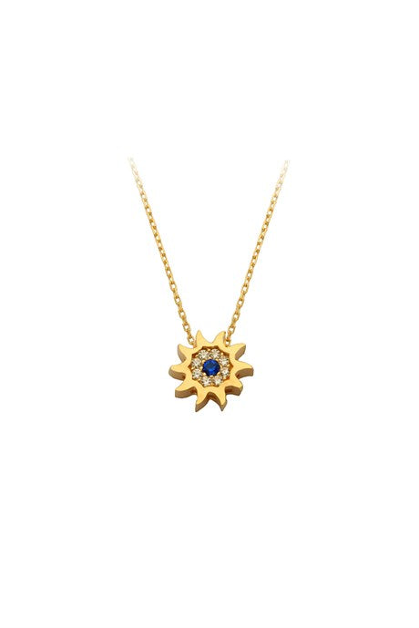 Solid Gold Blue Gemstone Necklace | 14K (585) | 1.95 gr