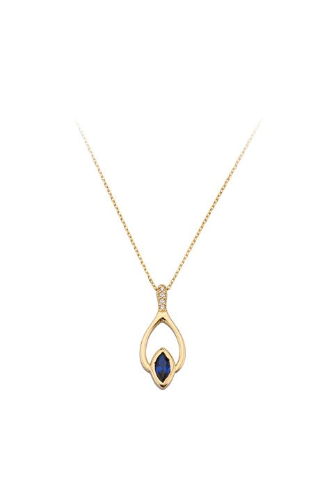 Solid Gold Blue Gemstone Necklace | 14K (585) | 1.89 gr