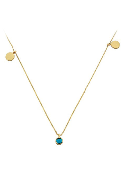 Solid Gold Turquoise Gemstone Necklace | 14K (585) | 1.82 gr