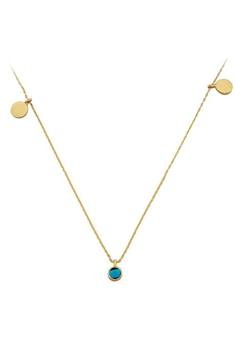 Solid Gold Turquoise Gemstone Necklace | 14K (585) | 1.82 gr