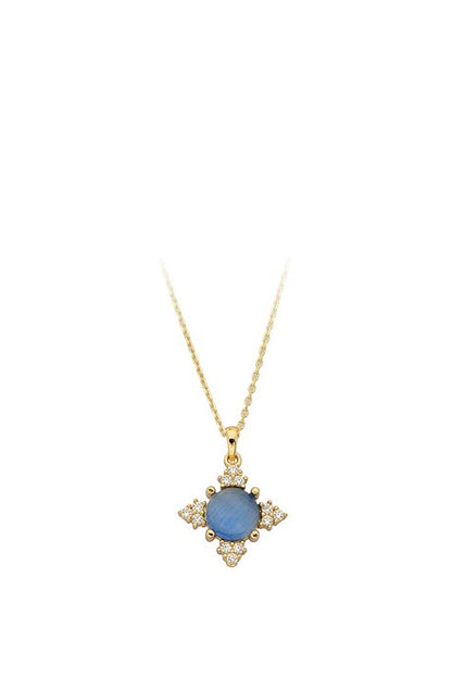 Solid Gold Blue Gemstone Necklace | 14K (585) | 1.88 gr