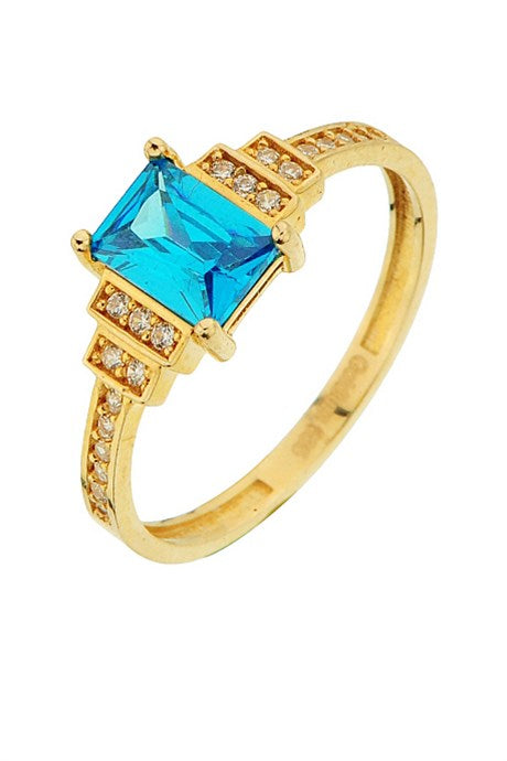 Solid Gold Blue Gemstone Design Ring | 14K (585) | 2.12 gr