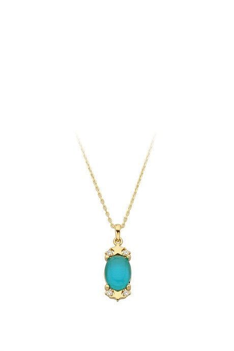 Solid Gold Blue Gemstone Star Necklace | 14K (585) | 1.81 gr