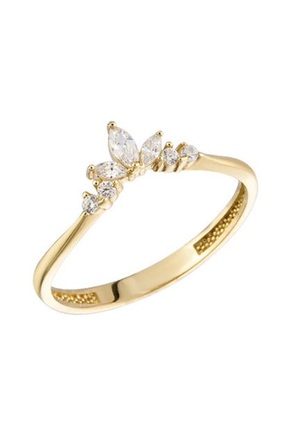 Solid Gold Shuttle Gemstone Ring | 14K (585) | 1.33 gr