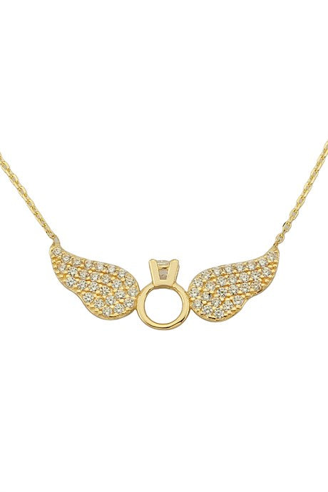 Solid Gold Angel Ring Necklace | 14K (585) | 1.99 gr