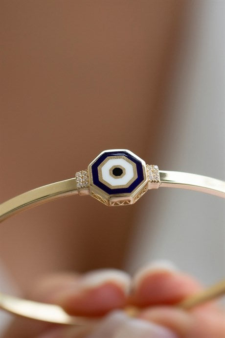 Pulsera de mal de ojo esmaltada en oro macizo | 14K (585) | 7,17 gramos