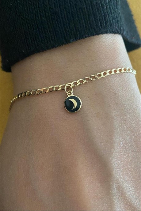 Pulsera de luna esmaltada en oro macizo | 14K (585) | 2,97 gramos